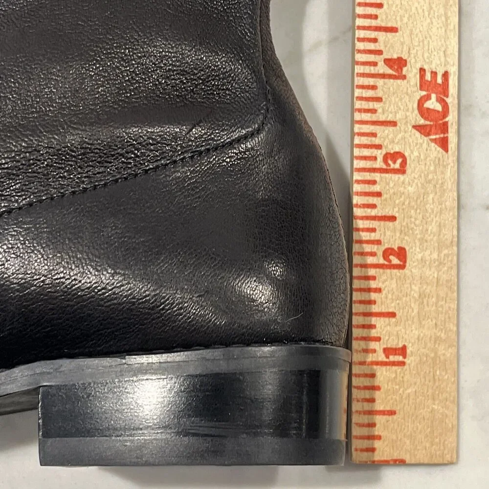 Stuart Weitzman Over Knee‎ Boots Black Leather Womens Sz 4 Low Stacked Heel